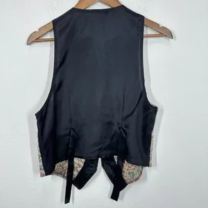 Vintage 90s Tapestry‎ Feather Vest Multicolor Tie Back Grunge Hipster thumbnail 3
