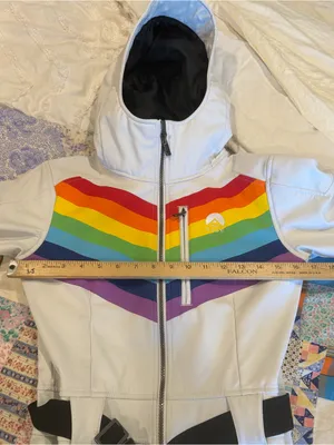 OOSC Rainbow Road Ski Suit S Rainbow One Piece Snowboard Retro Snow / ski thumbnail 11