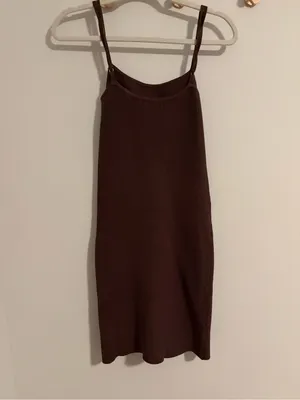 House of Harlow Chocolate Brown Ribbed Mini Dress size XS thumbnail 6