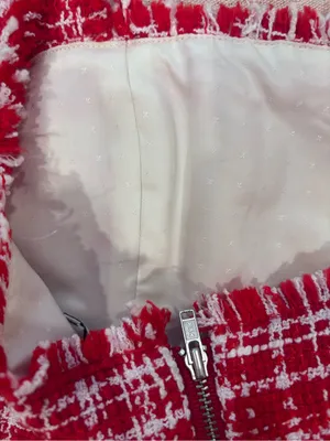 Self Portrait Red & White Boucle Square-Neck Crop Top size 6 thumbnail 9