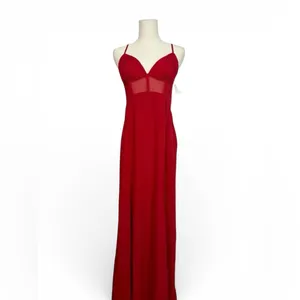 NWT ASOS DESIGN ruched‎ bust chiffon panelled corset maxi dress in red sz 8 thumbnail 4