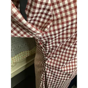 Cider Burgundy Gingham Bow Shoulder Long Sleeve Mini Dress XL thumbnail 2