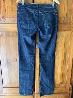 7 For All Mankind Straight Leg Dark Indigo Jeans thumbnail 5