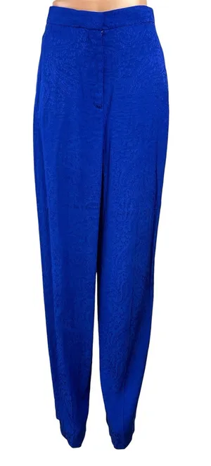 Zara Women's Blue Jacquard Floral High Rise Wide Leg Baggy Trousers Pants Size S thumbnail 1