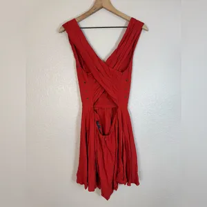 For Love & Lemons Little Lover Studded Plunge V Neck Mini Dress Red Small $250 thumbnail 6
