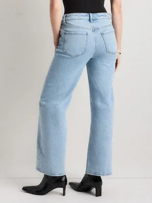 Quince Luna Stretch Relaxed Straight Jeans Sz 30 Cool Blue Mid Rise 28” Inseam thumbnail 5