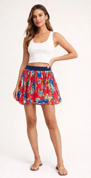 Y2K Abercrombie & Fitch Floral Mini Skirt‎ Navy Pink Size S thumbnail 1