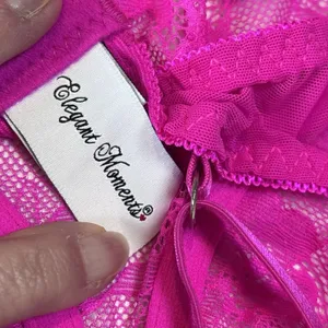 Elegant Moments Lace Adult Women Lingerie Babydoll Style 4438 size Medium Pink thumbnail 8