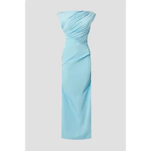 Paris Georgia Kaya Light Blue Ruched Sleeveless Maxi Dress Size S thumbnail 5