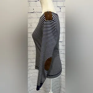 Lauren Ralph Lauren striped sweater with faux suede elbow patches size M thumbnail 3