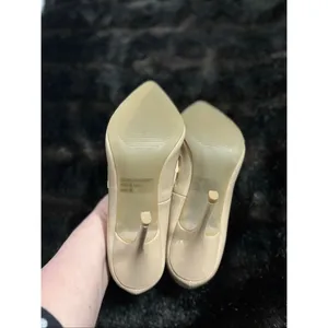 WILD DIVA Lounge US Size 8 Beige Nude Hold Studded Patent Heels Pumps thumbnail 4