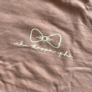 Comfort Colors Chi Kappa Phi Chickadees T-Shirt Bow Size Small Yam Brown EUC thumbnail 2