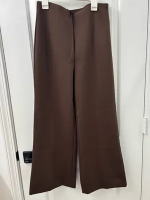 Elie tahari brown wide leg trouser pant cropped thumbnail 2