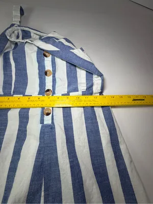 Japna Blue and White Vertical Stripe Wide-Leg Jumpsuit thumbnail 5