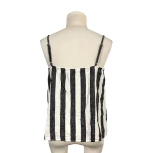Vince Camuto Black White Striped Linen Blend Tie Front Cami Top Womens‎ Small thumbnail 4