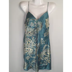 Zara Blue & White Satin Effect Paisley Mini Slip Dress Womens XS Y2K Retro‎ thumbnail 2