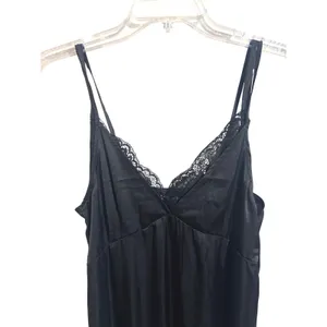 Lea & Viola NWT Black Satin Lace Slip Midi Dress 90s Lingerie Style S thumbnail 8
