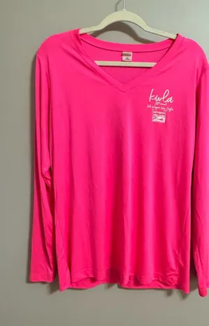 Women's Big Rock KWLA women's Sport-Tek hot Pink Long Sleeve performance top‎ XL thumbnail 1