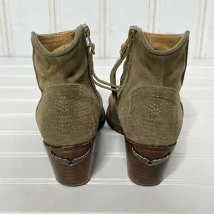 Zadig & Voltaire Molly Khaki Suede Wing Ankle Boots Spain 36 Western Block Heel thumbnail 2