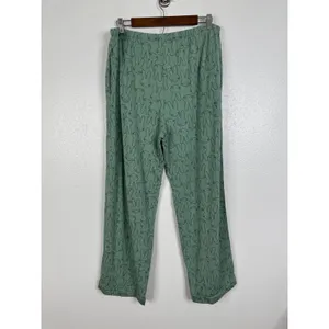Hanna Andersson Pajamas L Green Bunny Rabbit Modal Button Down Pant Set Womens thumbnail 7