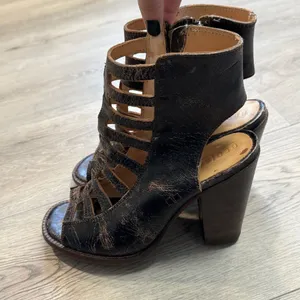 Bed Stu Occam Caged Block Heel Sandals Size 9 Dark Brown 100% Leather‎ thumbnail 4