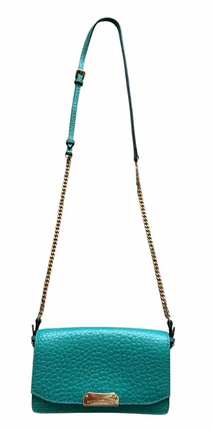 Burberry Madison Wallet on a Chain Pebble Leather Crossbody Bag in Aqua Teal thumbnail 1