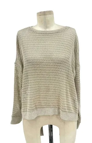 Generation Love Metallic Gold Open Knit Mesh Pullover‎ Sweater Size XS/S thumbnail 1
