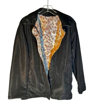 Pak A Jak Reversible Womens Travel Packable Jacket Black/Animal Print Size Small thumbnail 1
