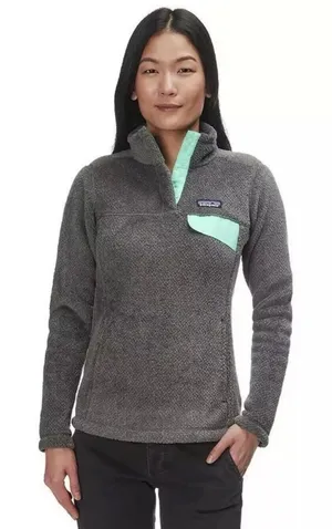 Patagonia Women’s Re-Tool Snap-T Fleece Pullover Charcoal Grey Mint XXS thumbnail 1