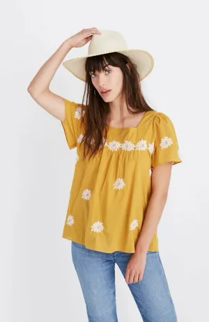 Madewell Floral Embroidered Butterfly Top thumbnail 1