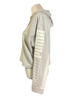 PUMA Keeps You Dry Women’s Gray Cropped Hoodie Sweatshirt Size M thumbnail 2