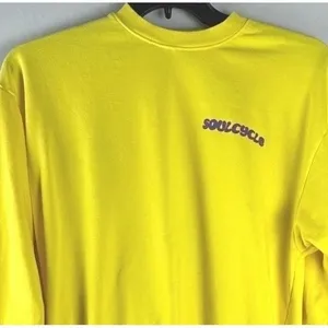 SoulCycle Women's Crewneck Sweater M Bright Yellow Cotton Pullover Made in USA thumbnail 3