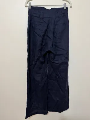 Stillwater Linen Knotch Waist Pants Size Small Navy Blue Coastal Beach Wide Leg thumbnail 7