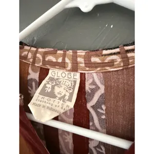 Globe Trotter Bali Women Brown Batik Asymmetrical Button Crinkle‎ Top Large thumbnail 3