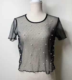 SheIn Pearl Sheer Top thumbnail 2