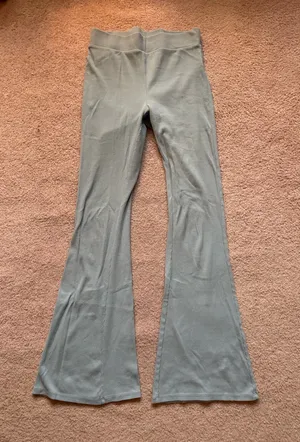 Aerie Ribbed Light Blue Flare Leggings thumbnail 1