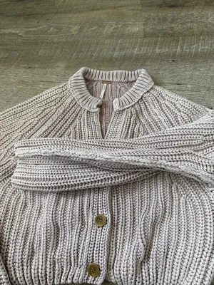 Free People Sweet Nothing Cotton Cardigan in Sandcastle Size Small thumbnail 3