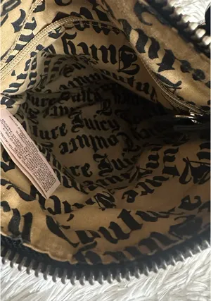 Juicy Couture Y2K Black Velour Crossbody Bag - 2011 Vintage Pink Sparkles thumbnail 7