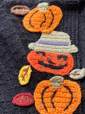 Lord & Taylor Karen Scott Vintage L Black Orange Pumpkin Halloween Sweater Vest thumbnail 4