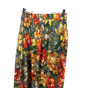 SK & Company Vintage 90s Tropical Floral Leopard Print Rayon Midi Skirt 10 thumbnail 6