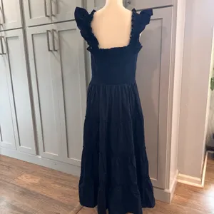 NWT Crown & Ivy Navy Smocked Tiered Midi Dress Ruffle Strap Cotton XL NEW thumbnail 3