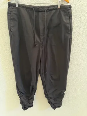 Free People Black Parachute Pants Ruched Leg Drawstring Cargo Joggers Size Small thumbnail 3