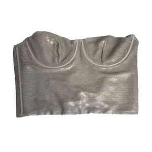 Zara Women's Gold Sequin Corset Crop Top Blouse‎ Size S Party Wear thumbnail 4