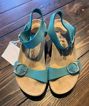 Papillio by Birkenstock Wedge Sandals – Teal Suede – NWT – Size 37 thumbnail 1