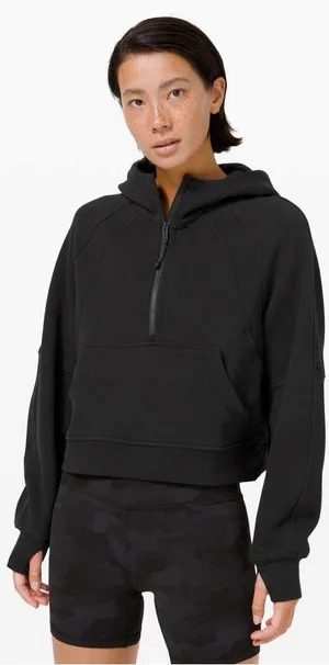 Lululemon Women’s Scuba Oversized 1/2 Zip Sweatshirt Hoodie Pullover Black M/L thumbnail 1