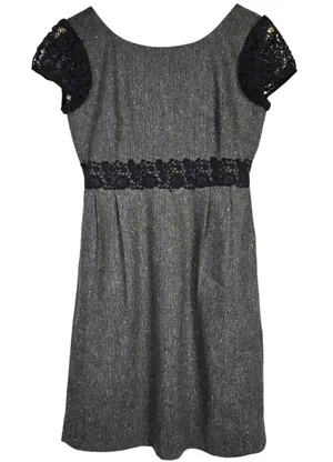 J Crew‎ Tweed Lace Trim Sheath Dress Gray Black Short Sleeve Women 2 Wool Blend thumbnail 1