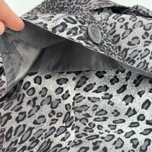 Anthropologie Joujou Gray Leopard Trench Short Double Breasted Jacket Large‎ EUC thumbnail 7