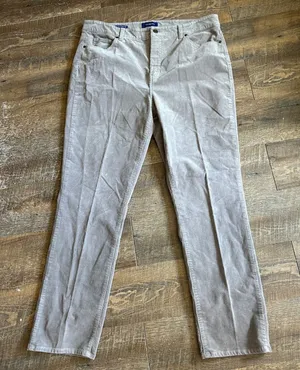 Talbots Womens‎ 16 High-Waist Straight-Leg Corduroy Pants Gray Stretch Cotton thumbnail 1