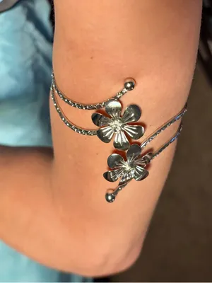 Beautiful Silver 2 Piece Floral Arm Cuffs thumbnail 3