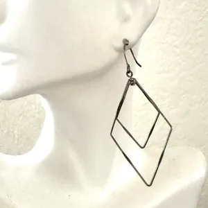 Silver tone geometric drop earrings thumbnail 5